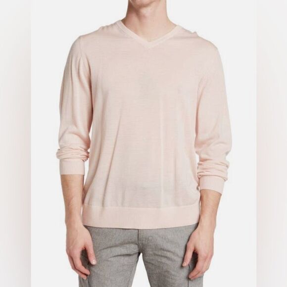 NWOT - Rodd & Gunn Men's Springston V-neck Fine Wool Pullover Sweater in Rose- S - Picture 1 of 5